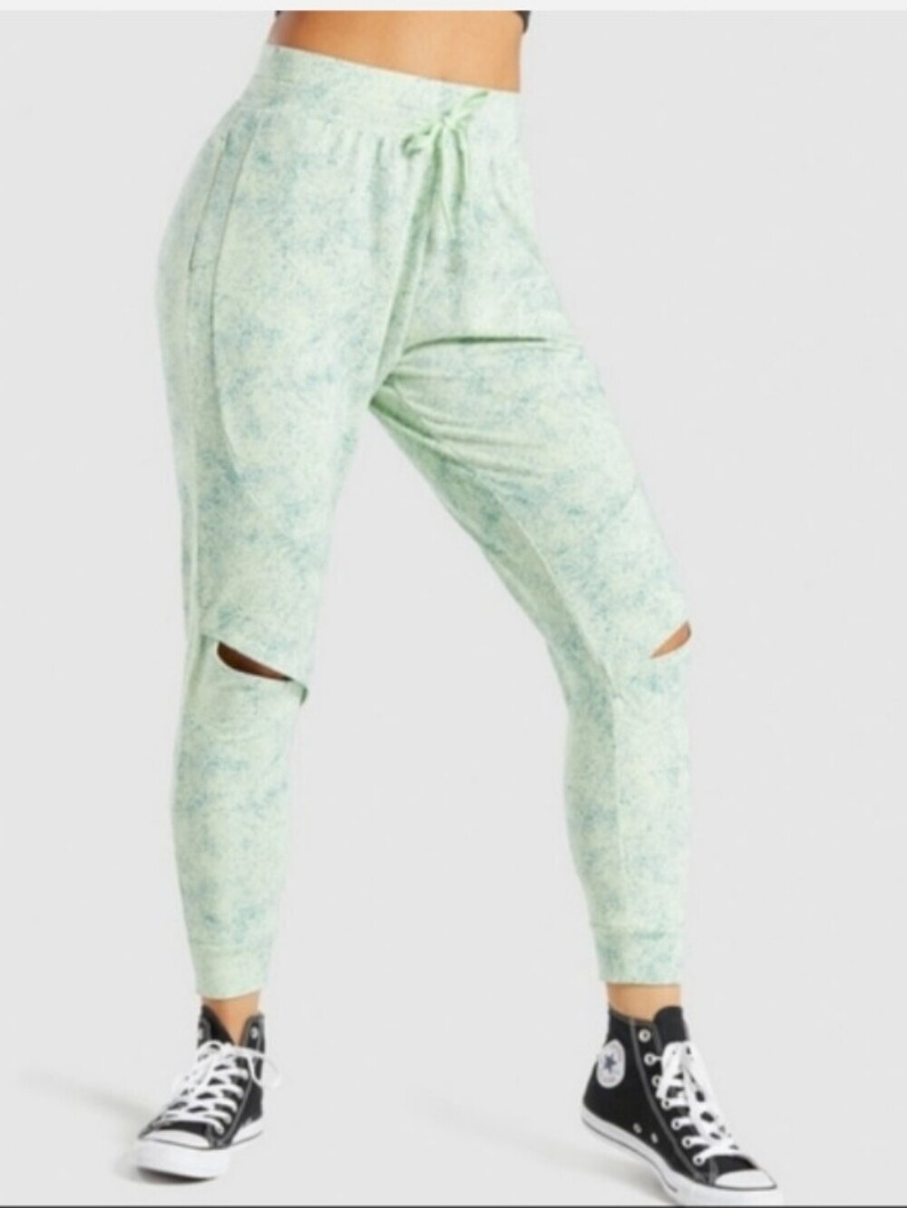 Gymshark Women’s Weight Lifting Chalk Joggers Split-Knee Pants Green Large EUC - Picture 1 of 10